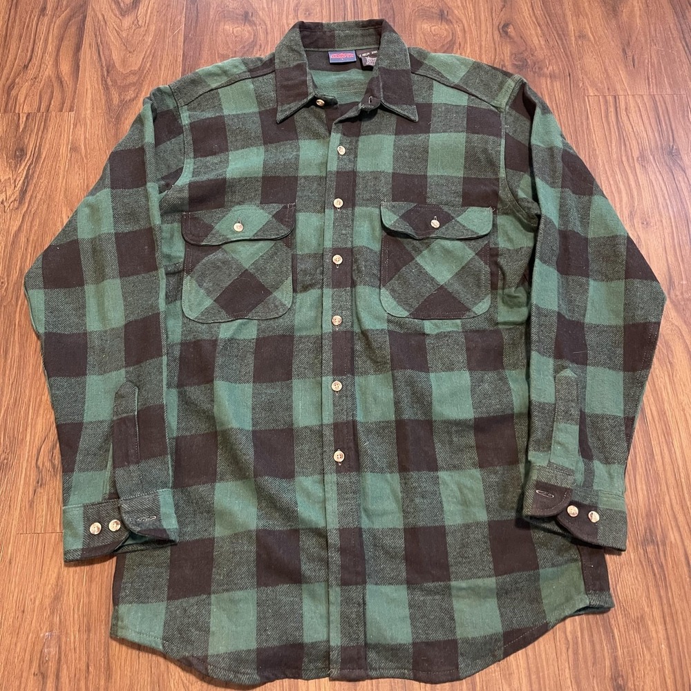 Dakota Shirt Mens Large Green‎ Black Plaid Flannel Long Sleeve Button Workwear